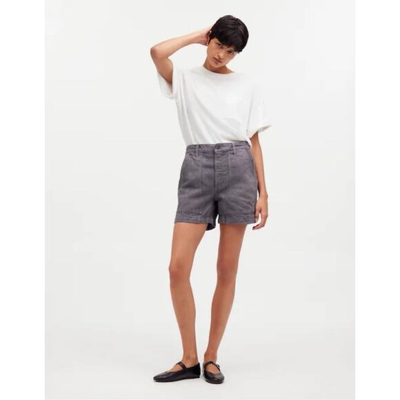 Madewell MN Dye Studio Denim High Rise Mid Length Workwear Shorts US Women's 26 - Picture 1 of 8